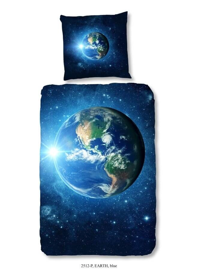 Kinderdekbedovertrek Earth 140x220 kids nr.2512 blauw