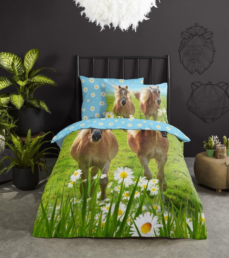 Kinderdekbedovertrek Horses 140x220 kids nr.6886 multi