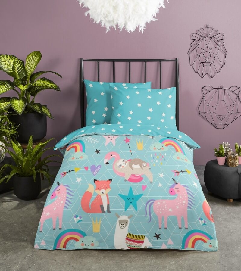 Kinderdekbedovertrek Moody 120x150 kids no.6640 aqua