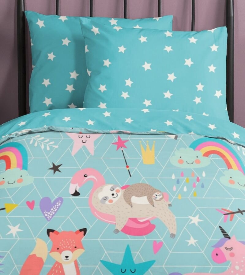 Kinderdekbedovertrek Moody 120x150 kids no.6640 aqua