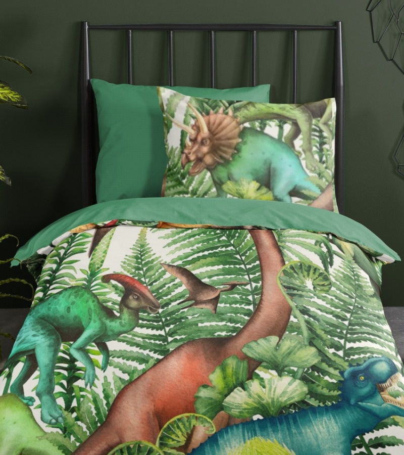 Kinderdekbedovertrek Prehistory 140x220 kids nr.6585 groen