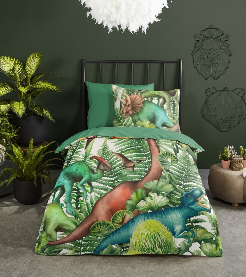 Kinderdekbedovertrek Prehistory 140x220 kids nr.6585 groen