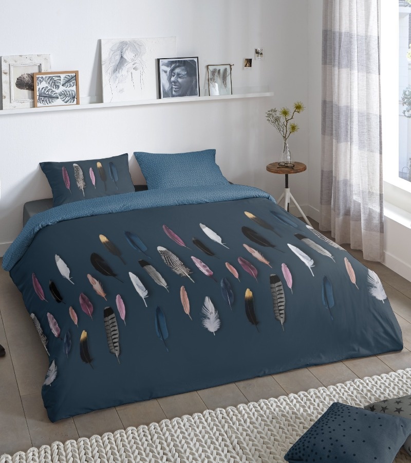 2-persoons dekbedovertrek Feathers 200x220 nr.6659 blauw