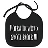 Goldengifts Slabbetje - Hoera ik word grote broer !!! - koordjes - zwart Goldengifts Slabbetje - Hoera ik word grote broer !!! - koordjes - zwart