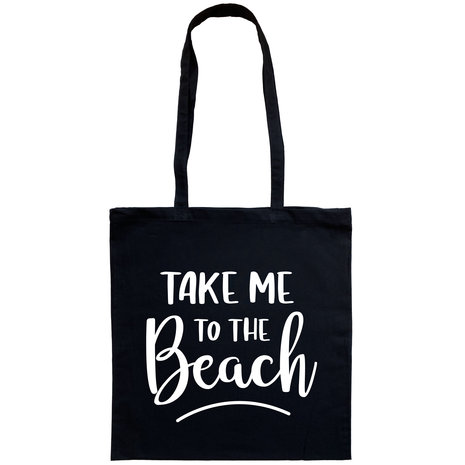 Tas katoenen tas Take me to the beach strand lange