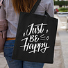 Goldengifts Tas - katoenen tas - Just be happy - lange hengsels - boodschappentas - big shopper - stuks 1 - zwart Goldengifts Tas - katoenen tas - Just be happy - lange hengsels - boodschappentas - big shopper - stuks 1 - zwart