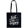 Goldengifts Tas - katoenen tas - Just be happy - lange hengsels - boodschappentas - big shopper - stuks 1 - zwart Goldengifts Tas - katoenen tas - Just be happy - lange hengsels - boodschappentas - big shopper - stuks 1 - zwart