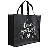 Goldengifts tas - non woven tas - Love yourself - handtas - schoudertas - boodschappentas - big shopper - shopper - tassen - liefdes cadeau - love - liefde - cadeau - stuks 1 - zwart Goldengifts tas - non woven tas - Love yourself - handtas - schoudertas - boodschappentas - big shopper - shopper - tassen - liefdes cadeau - love - liefde - cadeau - stuks 1 - zwart