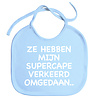 Goldengifts Slabbetjes - slabber - slab - baby - Ze hebben mijn supercape verkeerd omgedaan.. - koordjes - stuks 1 - baby blauw Goldengifts Slabbetjes - slabber - slab - baby - Ze hebben mijn supercape verkeerd omgedaan.. - koordjes - stuks 1 - baby blauw