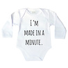 Goldengifts Romper - I'm made in a minute - lange mouwen - wit Goldengifts Romper - I'm made in a minute - lange mouwen - wit