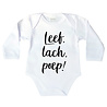 Goldengifts Romper - Leef, lach, poep! - lange mouwen - wit Goldengifts Romper - Leef, lach, poep! - lange mouwen - wit