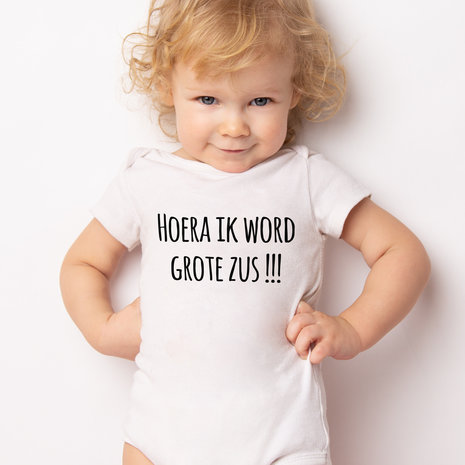 lezing Inzet houd er rekening mee dat Romper - Hoera ik word grote zus !!! - korte mouwen - baby - kopen -  Goldengifts.nl