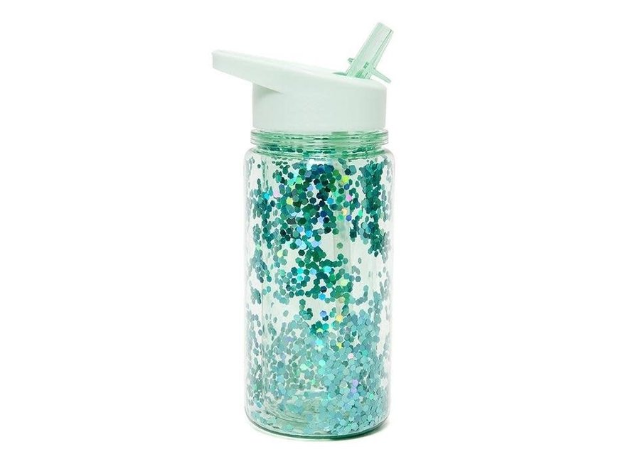 Petit Monkey - Drinkfles glitter green lily