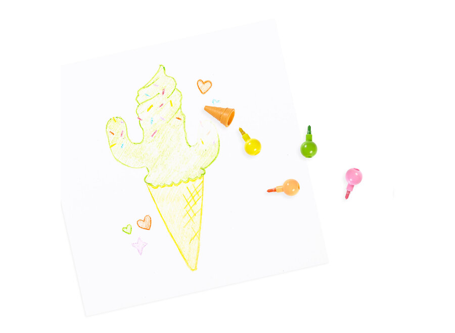 Ooly – Rainbow Scoops  Krijtjes + gum met vanillegeur