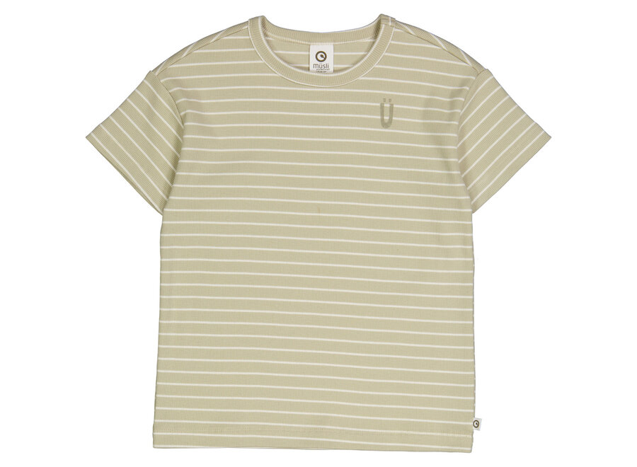 Muesli - T-shirt stripe rib dessert green
