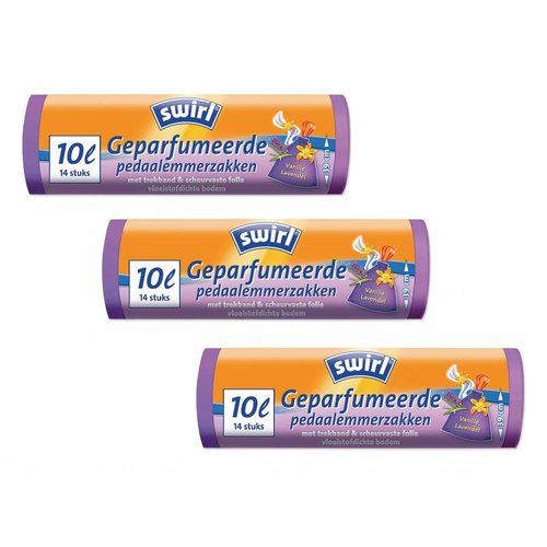 Swirl Swirl Geparfumeerde pedaalemmerzakken trekband - 10 Liter - 3 Rollen * Gratis verzending * Swirl Swirl Geparfumeerde pedaalemmerzakken trekband - 10 Liter - 3 Rollen * Gratis verzending *