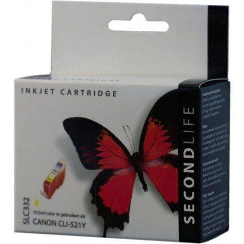 Secondlife SecondLife vervangende inkt cartridge geel voor Canon CLI-521Y Secondlife SecondLife vervangende inkt cartridge geel voor Canon CLI-521Y