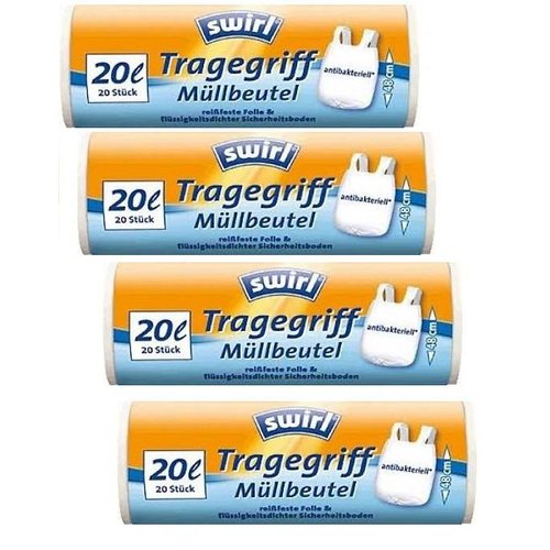 Swirl Swirl pedaalemmerzakken met handvatten antibacterieel - 20 Liter - 4 Rollen * Gratis verzending * Swirl Swirl pedaalemmerzakken met handvatten antibacterieel - 20 Liter - 4 Rollen * Gratis verzending *