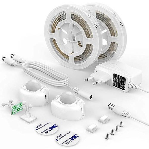 Avrena Bed verlichting- 2 stuks LED strip met 2 bewegingssensoren - Wit - Avrena Avrena Bed verlichting- 2 stuks LED strip met 2 bewegingssensoren - Wit - Avrena