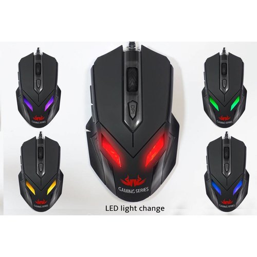 Sumvision Nemesis Zark LED gaming muis met 7 LED kleuren en verstelbare DPI 400 800 1600 2400 -2018 Sumvision Nemesis Zark LED gaming muis met 7 LED kleuren en verstelbare DPI 400 800 1600 2400 -2018