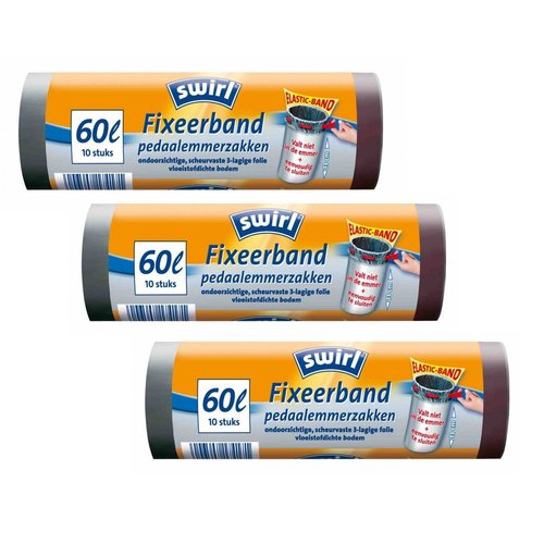 Swirl Swirl Afvalzakken Fixeerband - 60 Liter - 3 rollen * Gratis verzending * Swirl Swirl Afvalzakken Fixeerband - 60 Liter - 3 rollen * Gratis verzending *