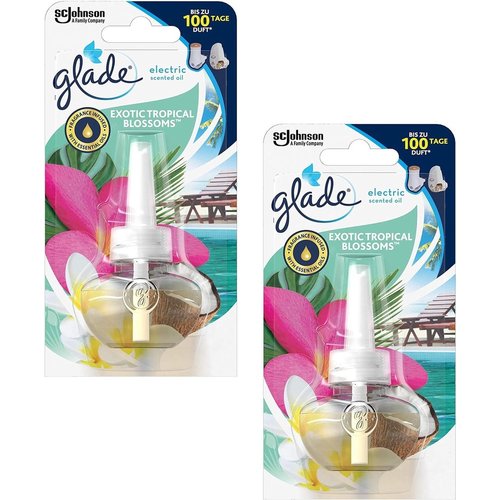 Glade Glade Electric scented oil Exotic tropical blossoms - 2 navullingen van 20ml Glade Glade Electric scented oil Exotic tropical blossoms - 2 navullingen van 20ml