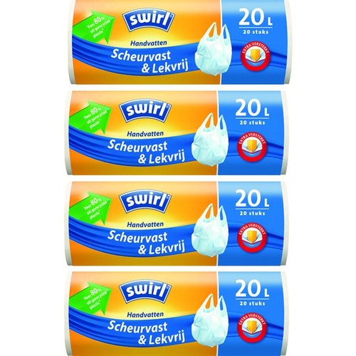 Swirl Swirl Scheurvast & Lekvrij met Handvatten - 20 Liter - 4 Rollen * Gratis verzending * Swirl Swirl Scheurvast & Lekvrij met Handvatten - 20 Liter - 4 Rollen * Gratis verzending *