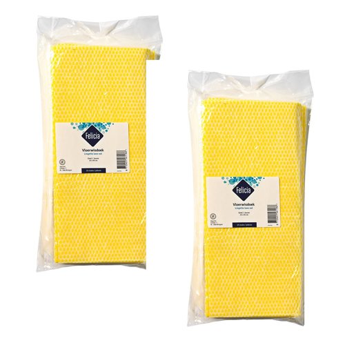 Felicia Vloerwisdoek 25 x 60 cm, geel 2 pack van 25 stuks Felicia Vloerwisdoek 25 x 60 cm, geel 2 pack van 25 stuks