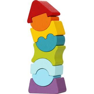 Cubika Cubika flexibele houten stapeltoren klein - rood dak