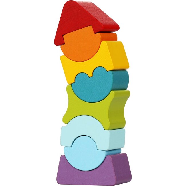 Cubika Cubika flexibele houten stapeltoren klein - rood dak