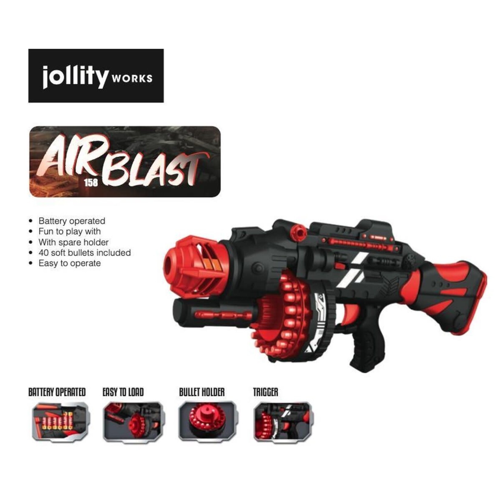 AirBlast Airblast 158 - Softbullet - Softgun - Schietspeelgoed - 58 cm - Inclusief 40 foam pijltjes