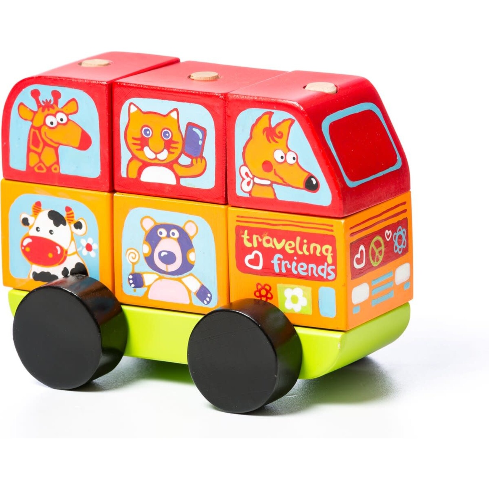 Cubika Cubika houten  mini-bus vrolijke dieren