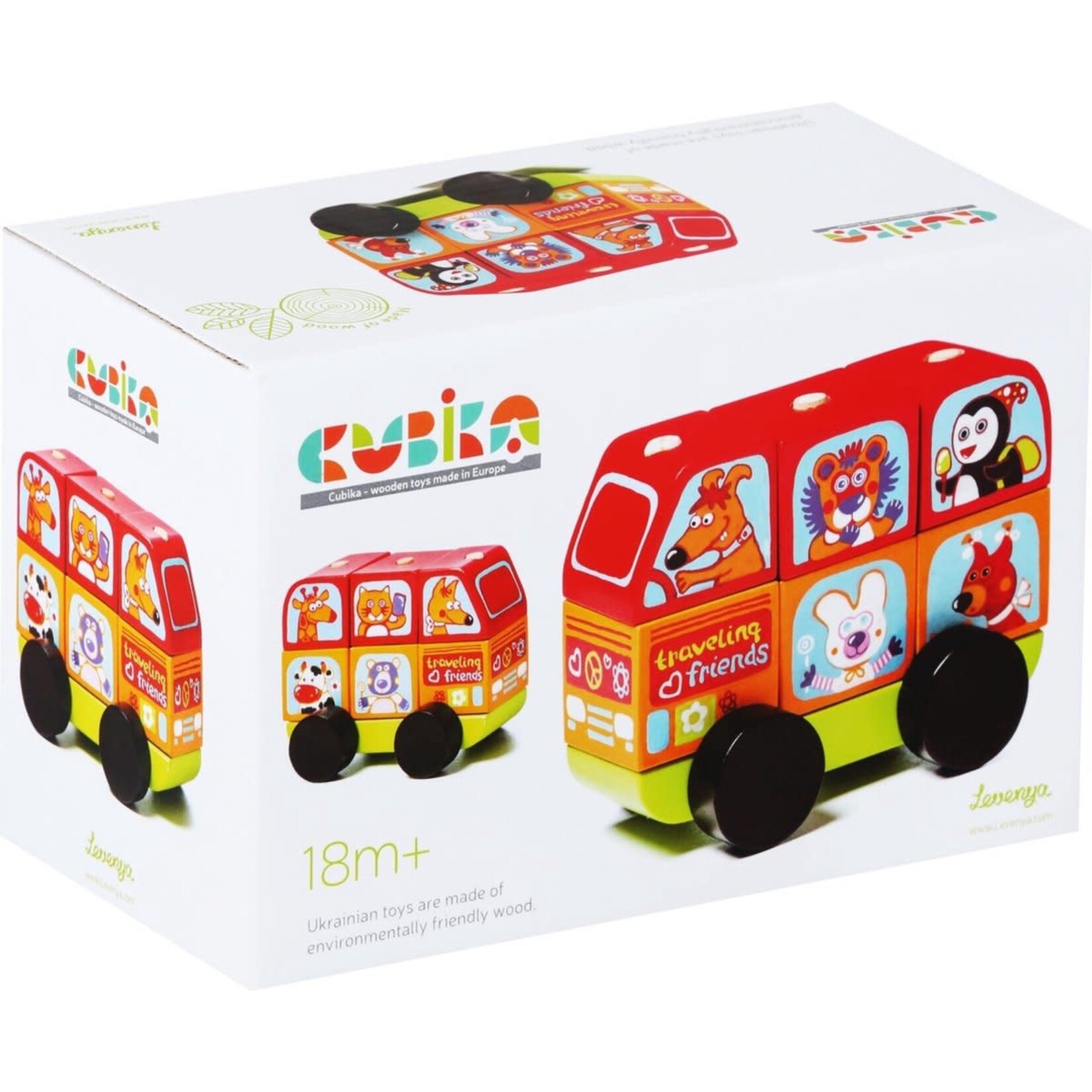 Cubika Cubika houten  mini-bus vrolijke dieren