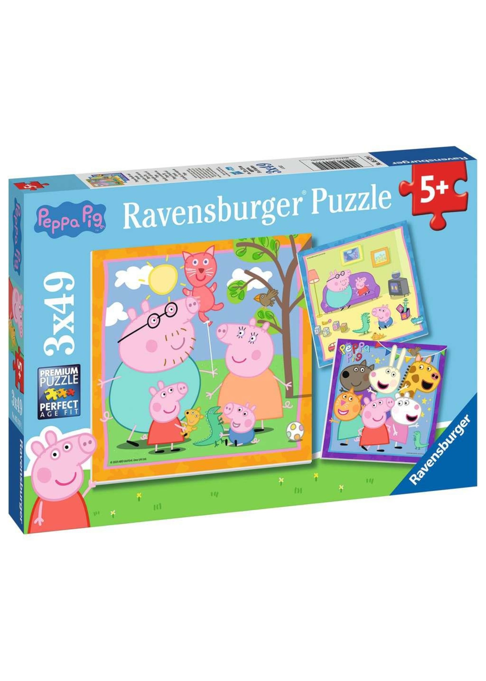 Ravensburger Drie puzzels van 49 stukjes: Peppa Pig
