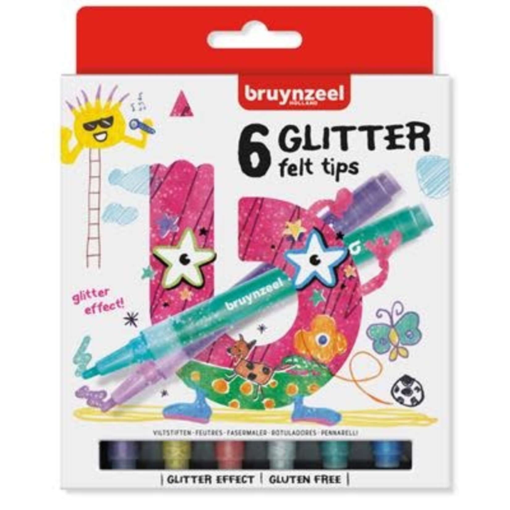 Bruynzeel BRUYNZEEL GLITTER VILTSTIFTEN 6 STUKS