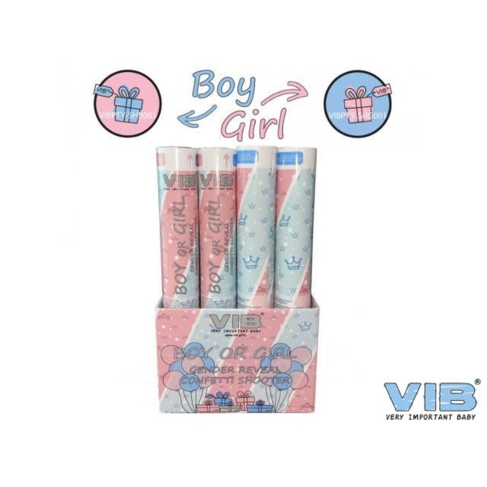 VIB GENDER REVEAL CONFETTI SHOOTER GIRL