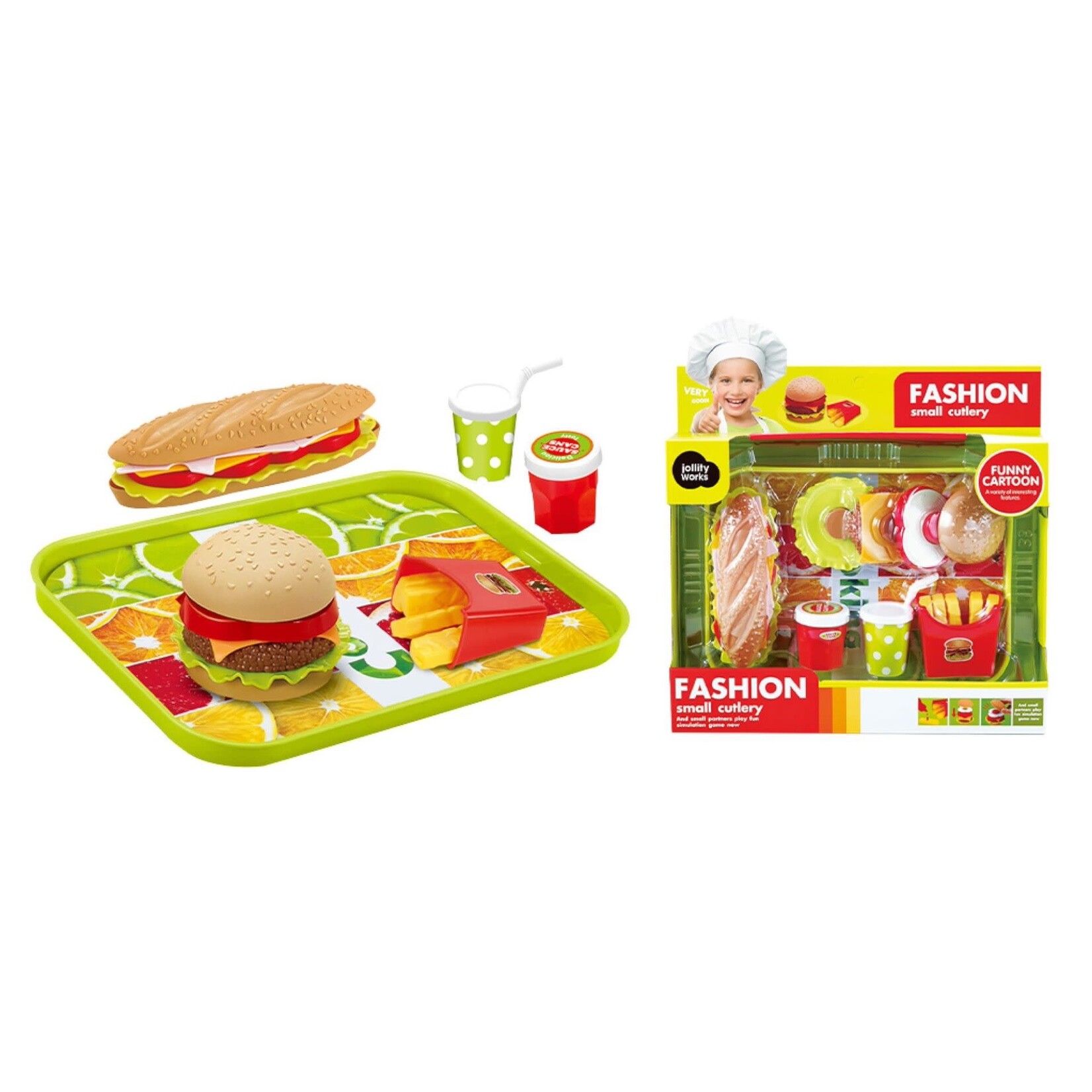 Jollylife JollyLife - Fastfood set - Speelgoed keuken accessoires - Medium - 21 delig