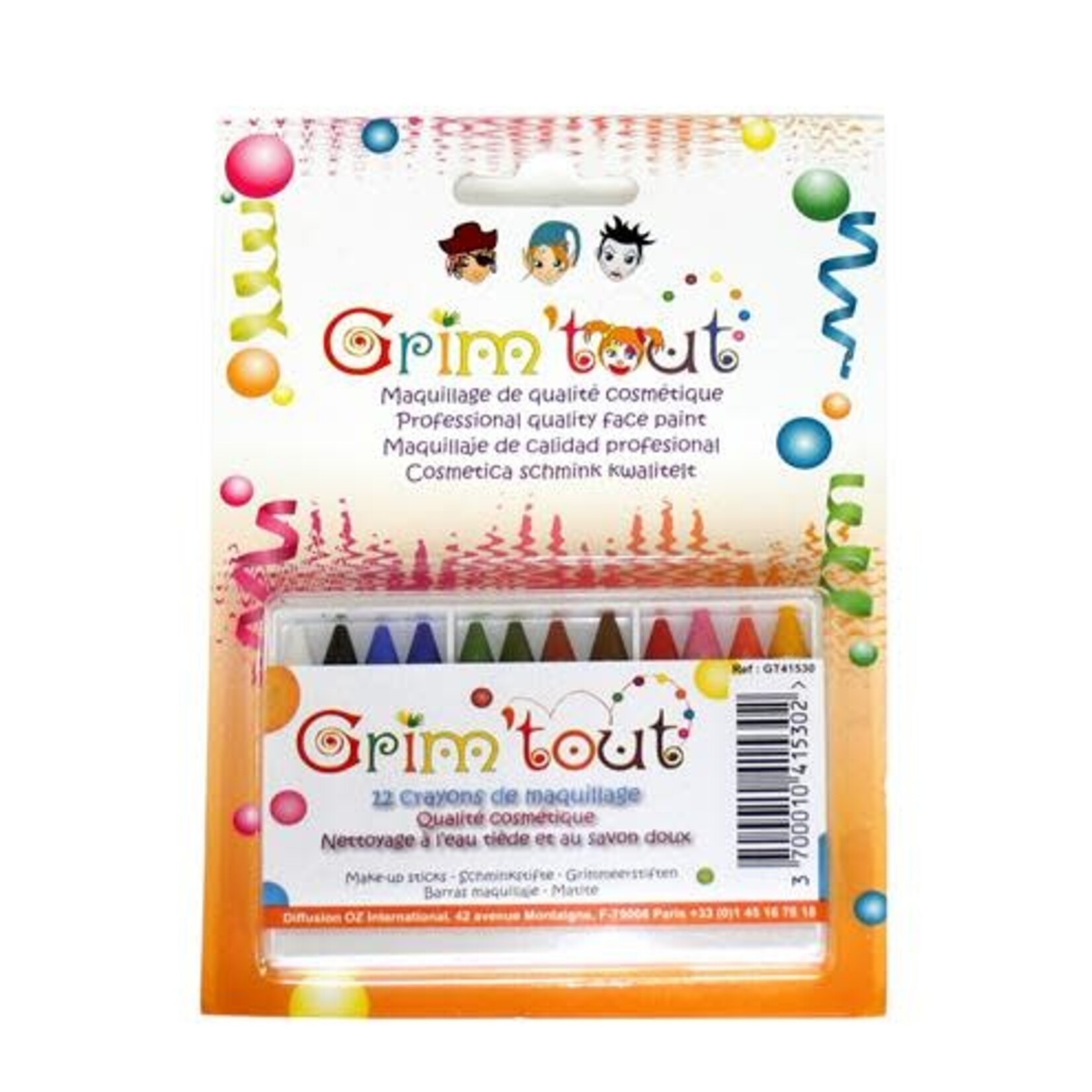 Grimtout SCHMINKPOTLODEN DOOS 12 KLEUREN