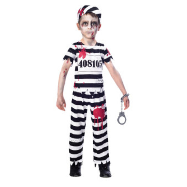 Amscan Verkleedpak Zombie Convict Jongens Zwart/wit Mt 7-8 Jaar