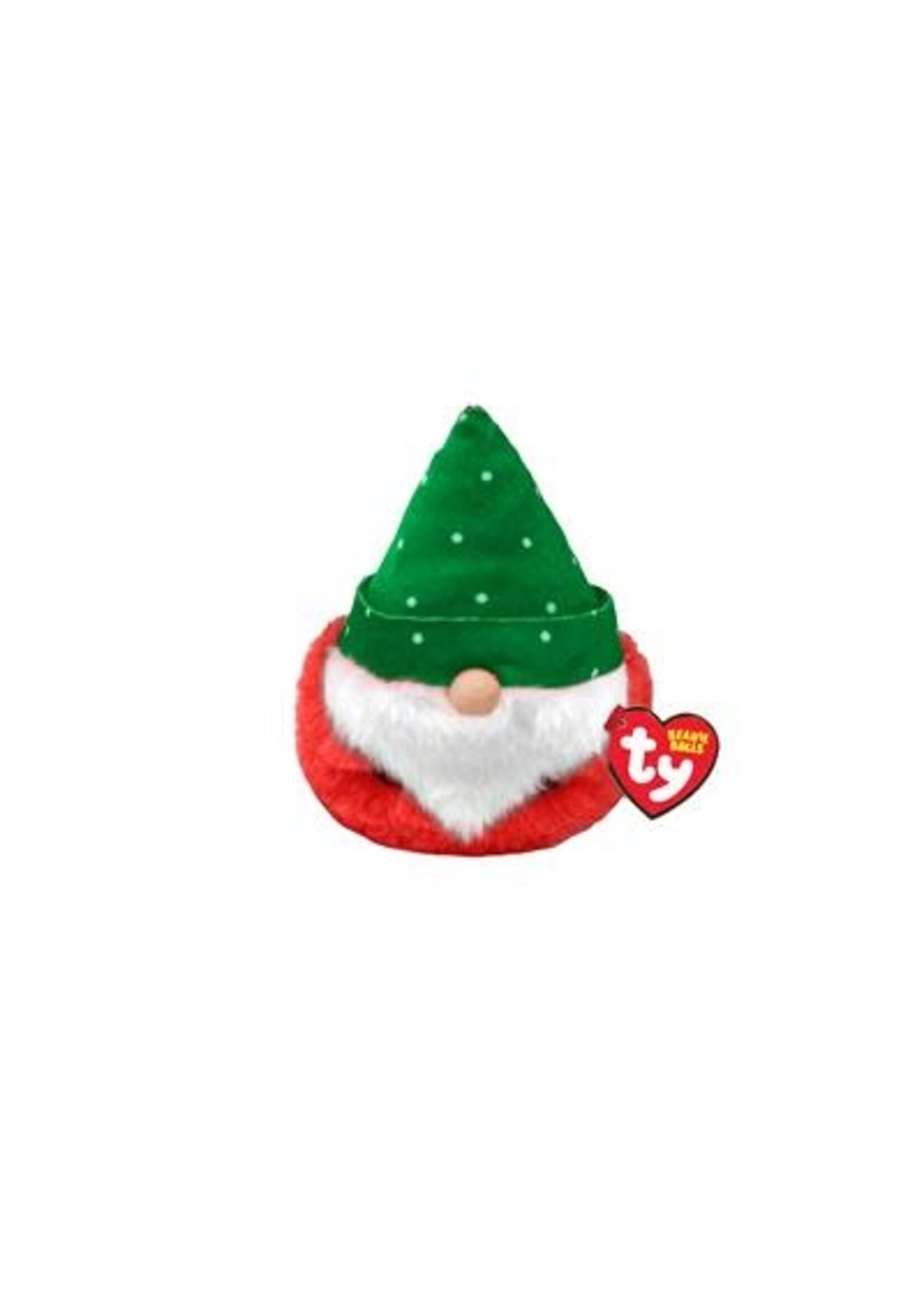 Ty TY TEENY PUFFIES CHRISTMAS GNOME GREEN HAT 10CM