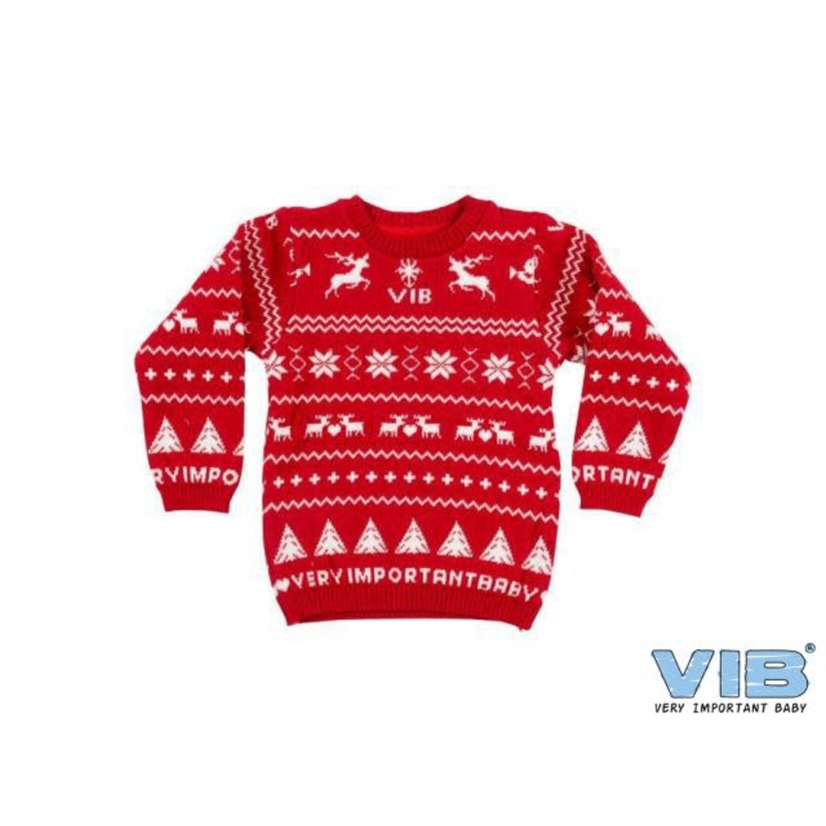 VIB Gebreide Kersttrui Rood-Wit 'Mijn 1e foute