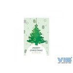 VIB WENSKAART MET HOUTEN HANGER KERSTBOOM 'MERRY CHRISTMAS AND A HAPPY NEW YEAR' GROEN