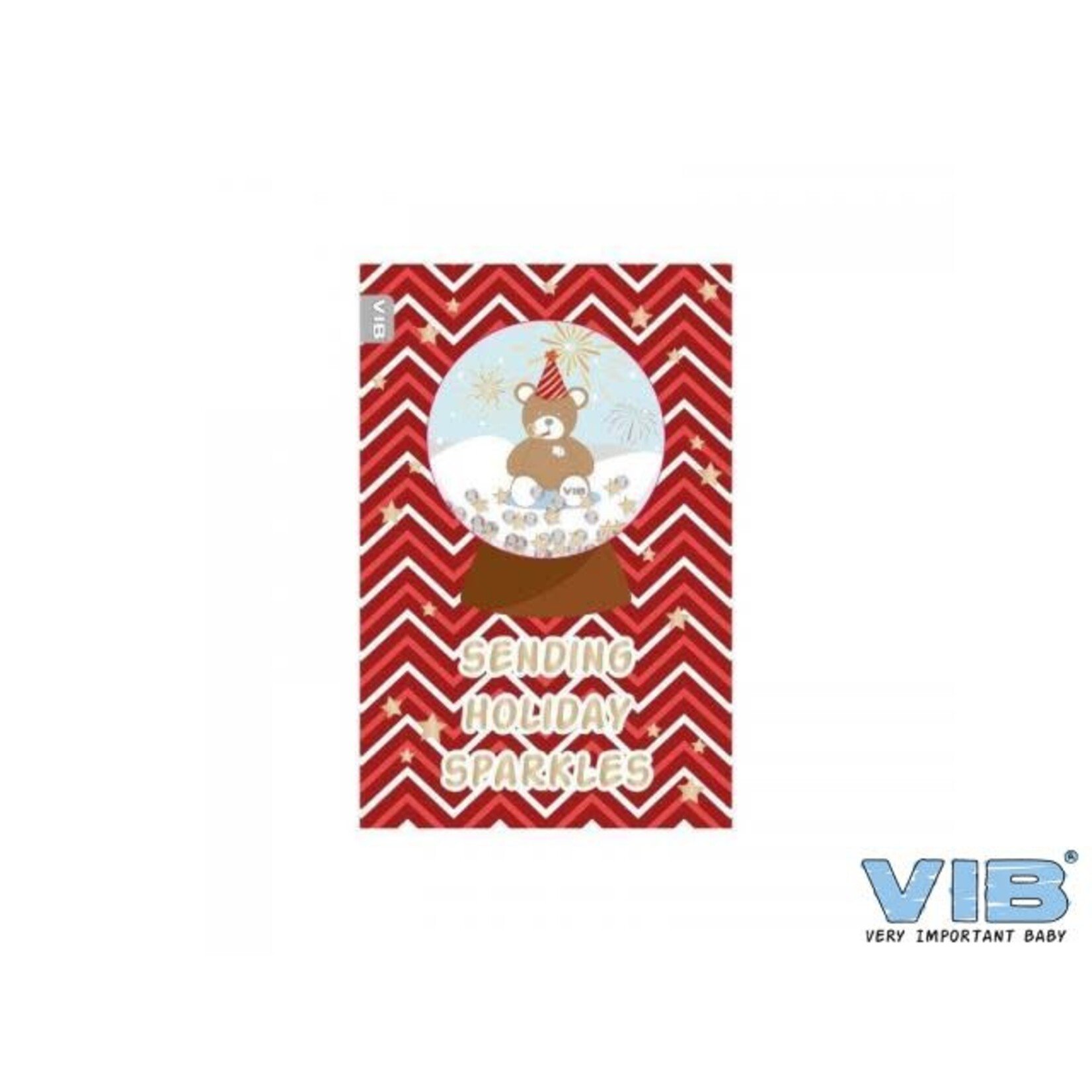 VIB WENSKAART SCHUDBAAR MET PAILLETEN SENDING HOLIDAY SPARKLES ROOD-GOUD
