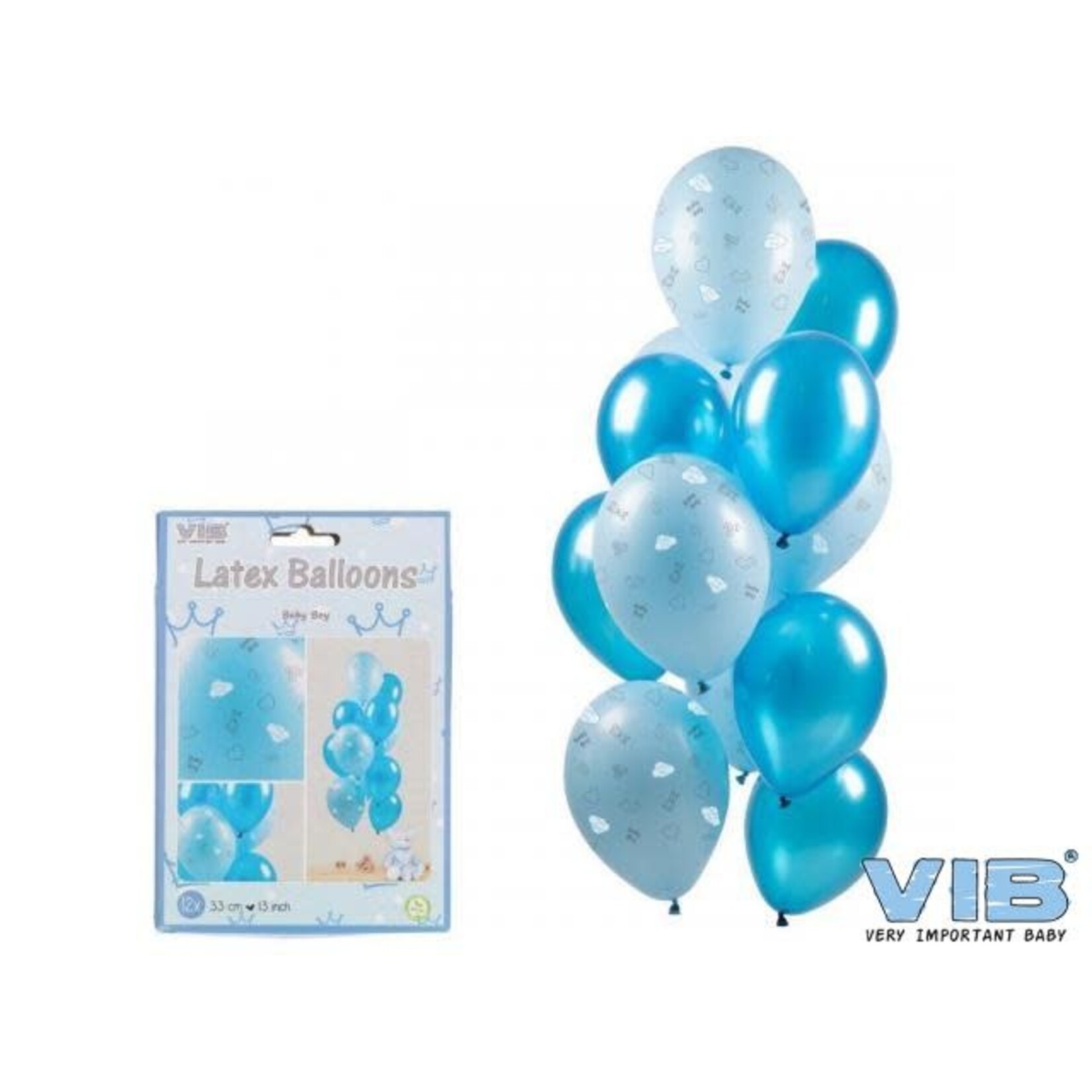 VIB VIB LATEX BALLOONS BABY BOY BLUE 33CM/13INCH (12PCS)