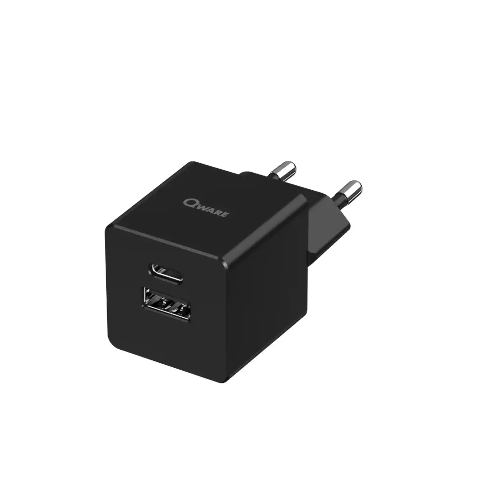 Qware Qware Mini Dual Charger (USB-C/A) with PowerDelivery - Black