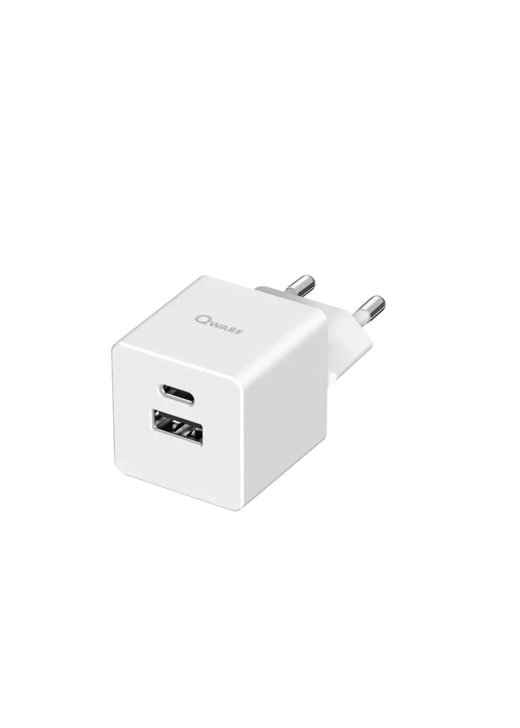 Qware Qware Mini Dual Charger (USB-C/A) with PowerDelivery - White