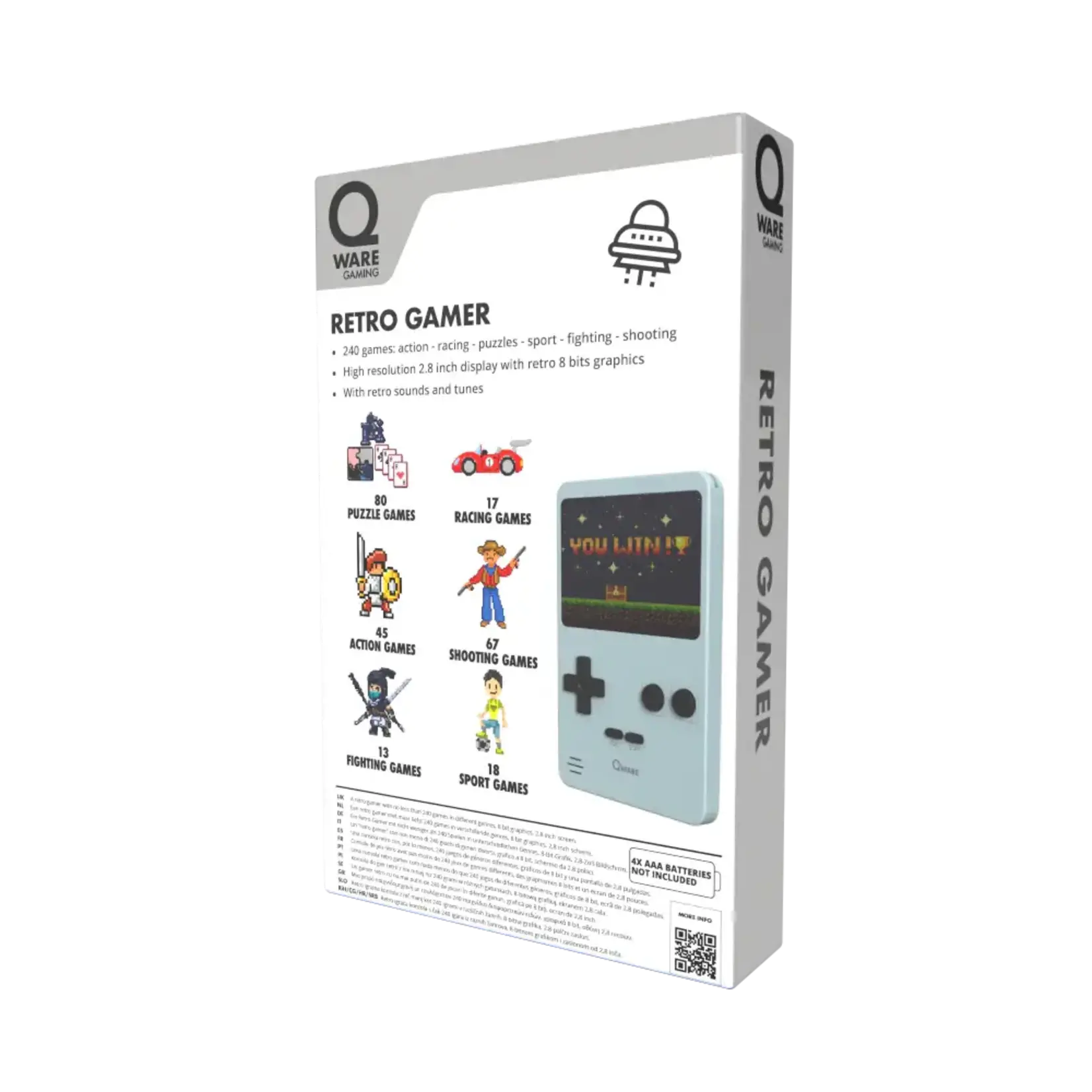 Qware Qware Handheld Retro game  2.8 inch - grijs - 240 spellen