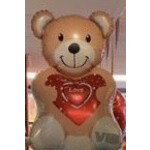 VIB VIB FOLIE BALLON BEER 89CM 'LOVE YOU' BRUIN-ROOD (OPZICHZELF STAAND EN GESCHIKT VOOR LUCHT)