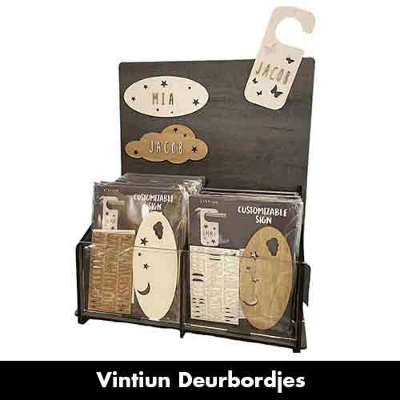 Vintiun Display Vintiun Deurbordje - te personaliseren met naam - sterren
