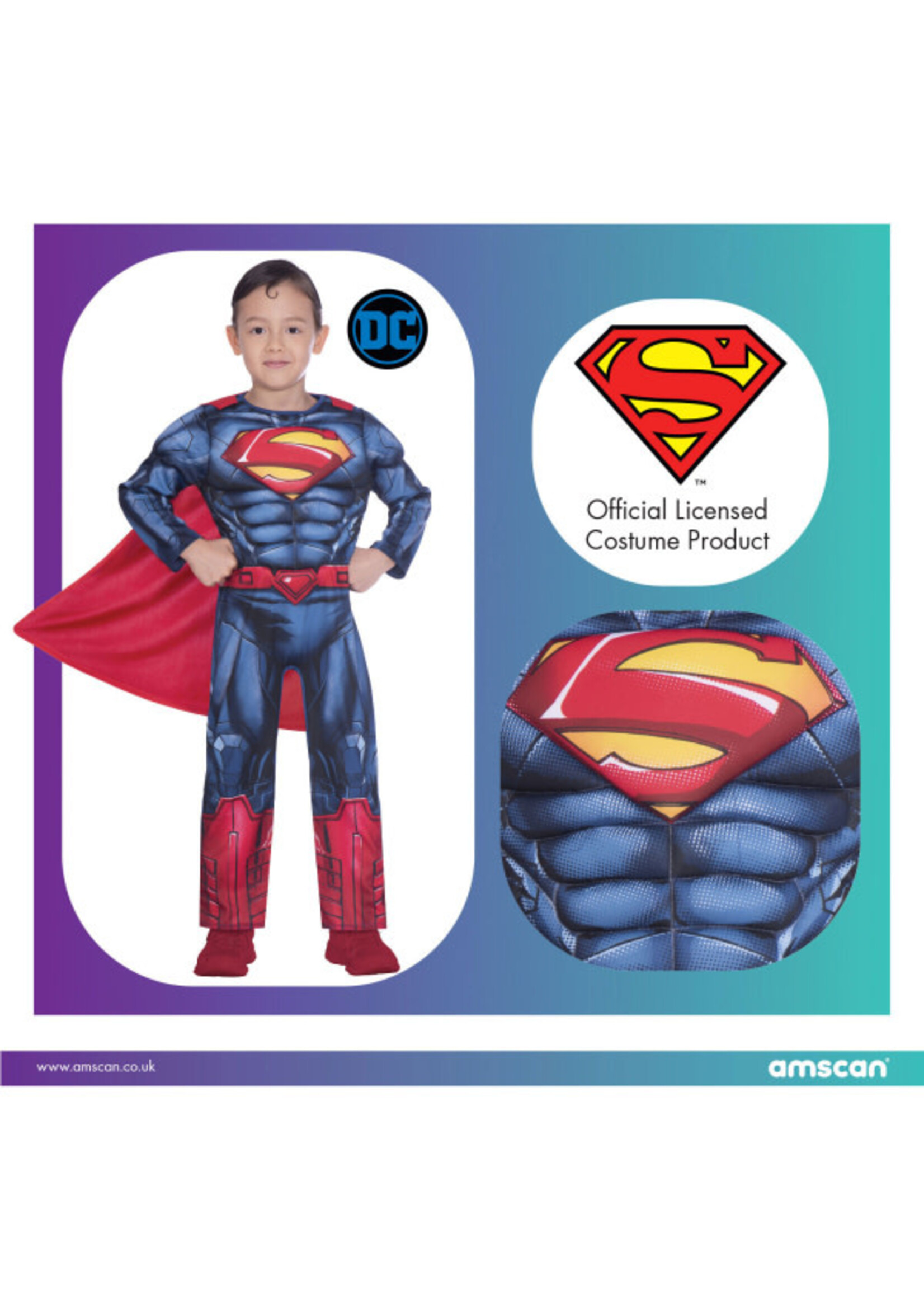 DC Comics Superman Kostuum Jongens -  Origineel Kostuum -  Maat 140 - 8-10 jaar